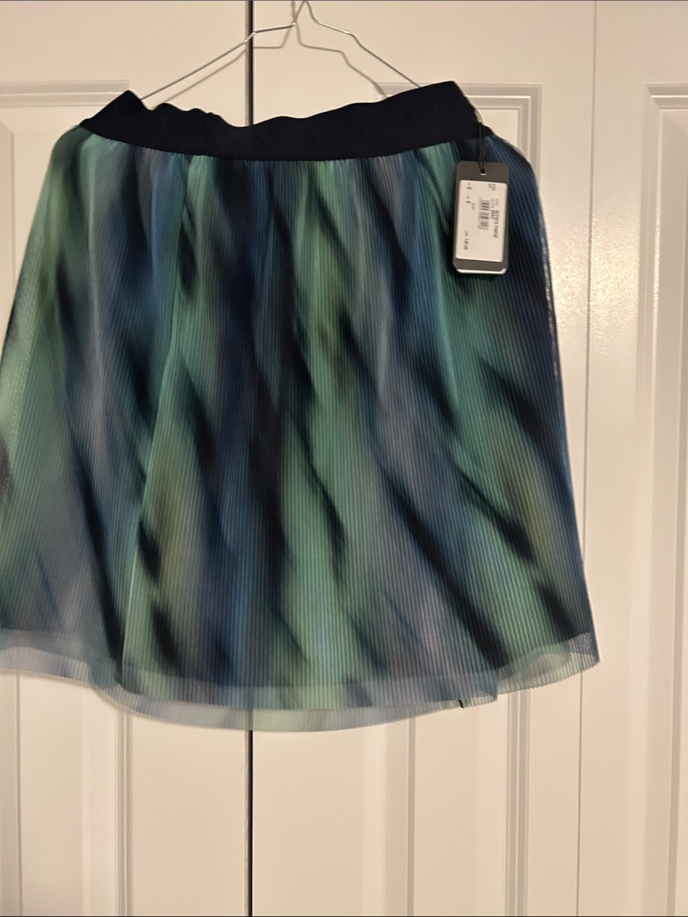 Armani Exchange Blue & Green Gradient Pleated Skater Skirt